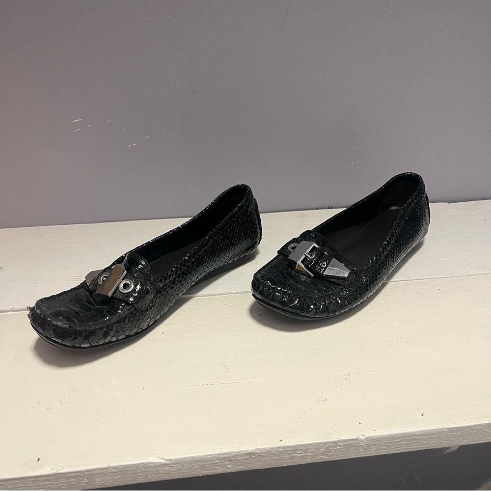 Stuart Weitzman Loafers Black Python With Buckles - image 2